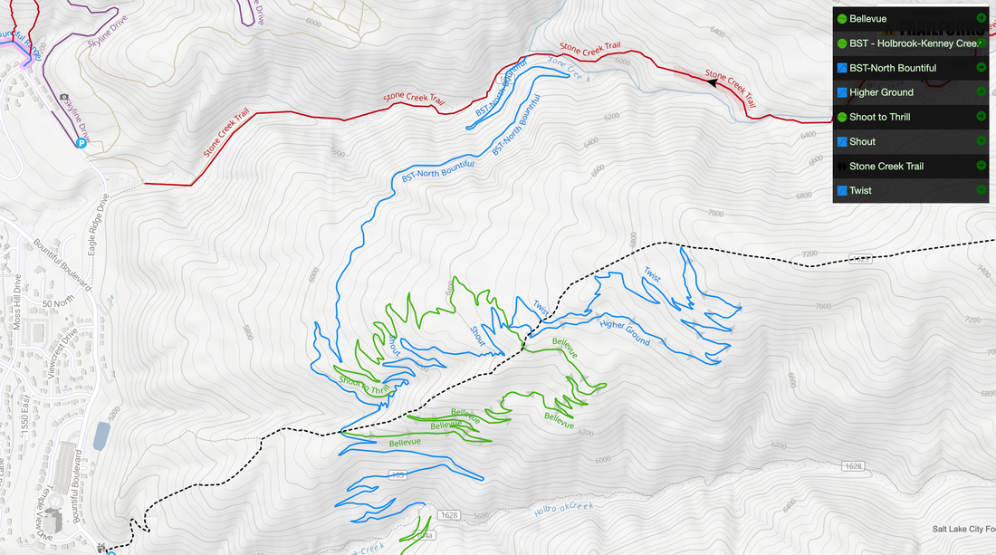 Conquer the Climb: A Local's Guide to Bountiful, Utah's Most Technical MTB Trail / Stone Creek > BST > Bellevue > Higher Ground > Twist > Shout  > BST > Stone Creek