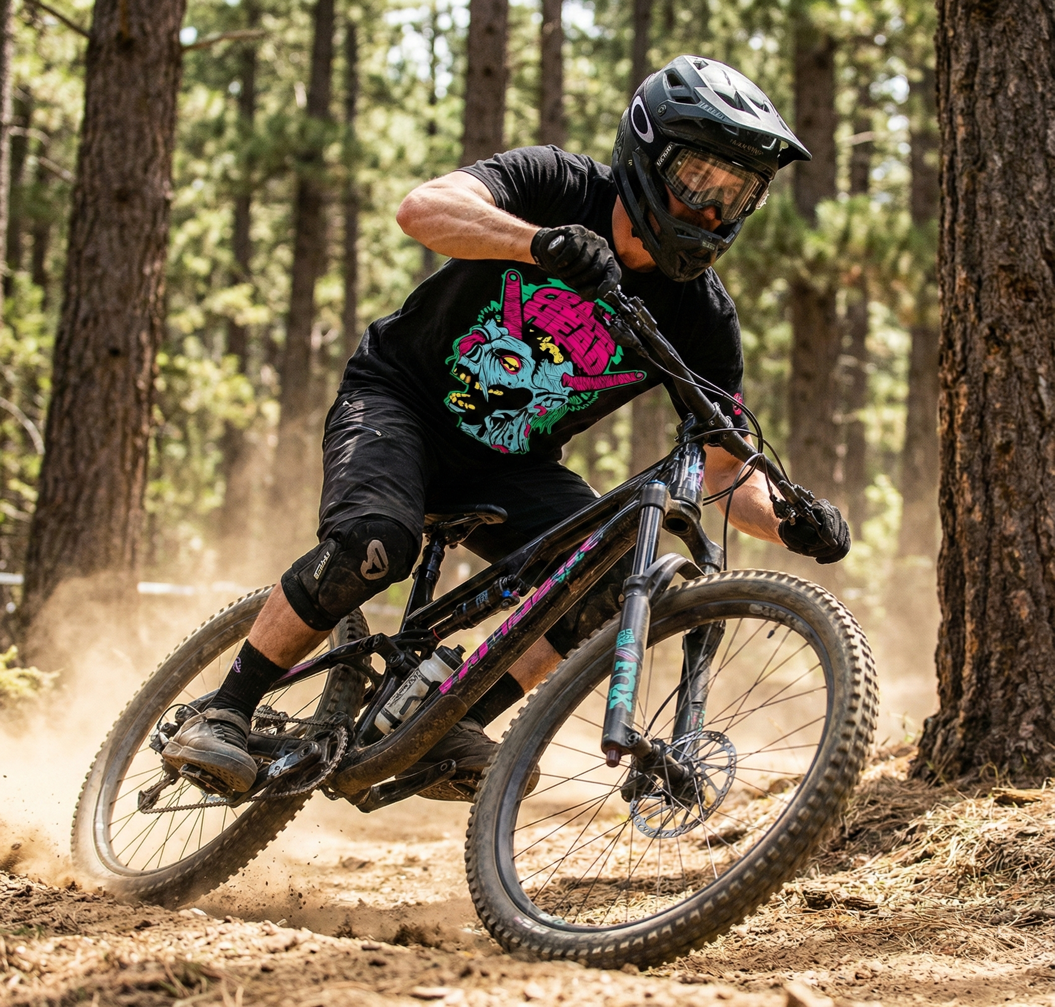 Front view of the CrankHead Graphic Tech Jersey by Torq MTB Apparel, showcasing vibrant graphic design and technical cycling fabric.