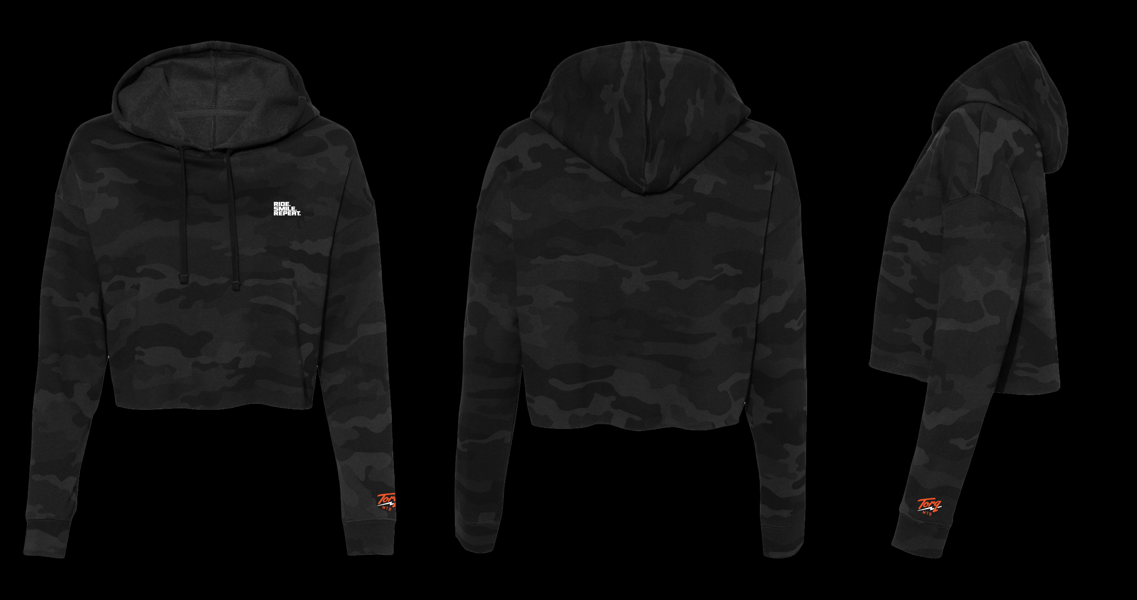 BLKND ⚡ Women's "Ride, Smile, Repeat" Crop Hoodie