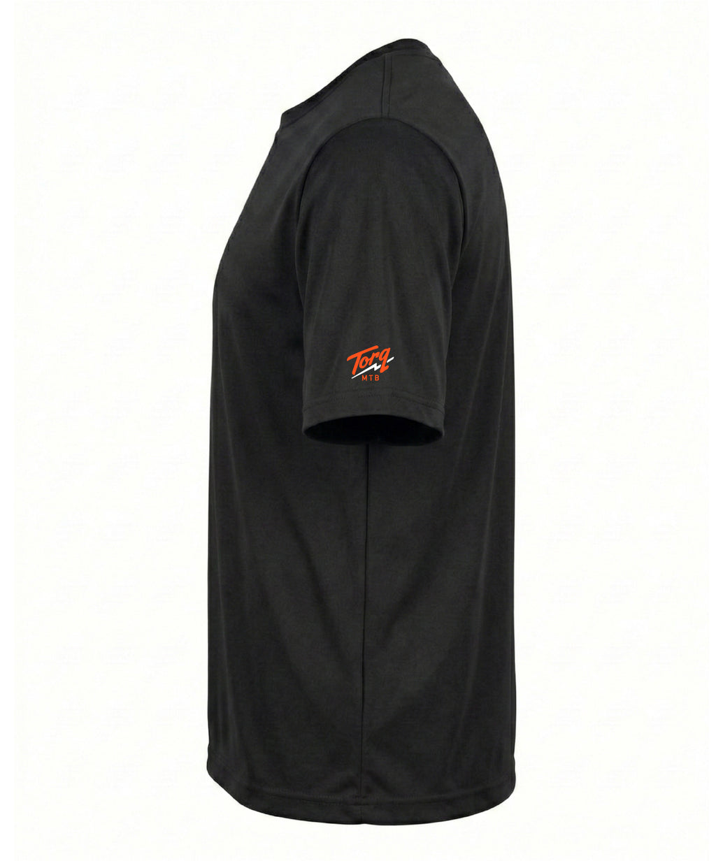 Black Helmethead Short Sleeve T-Shirt by Torq MTB Apparel featuring a graphic helmet design on the front.