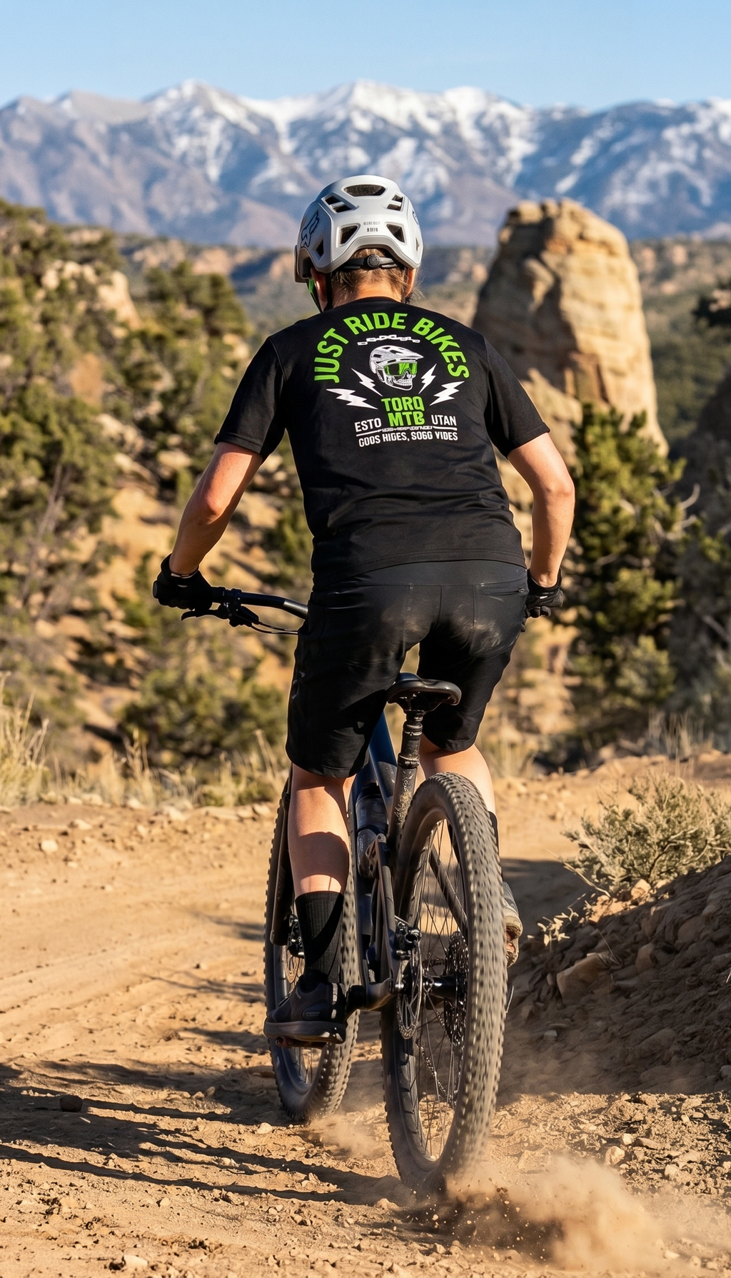 Torq MTB Apparel Just Ride Bikes Graphic Tech Jersey with vibrant mountain biking design and breathable fabric.