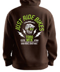 Torq MTB Just Ride Bikes pullover hoodie featuring a stylish design, comfortable fit, and soft fabric for cycling enthusiasts.