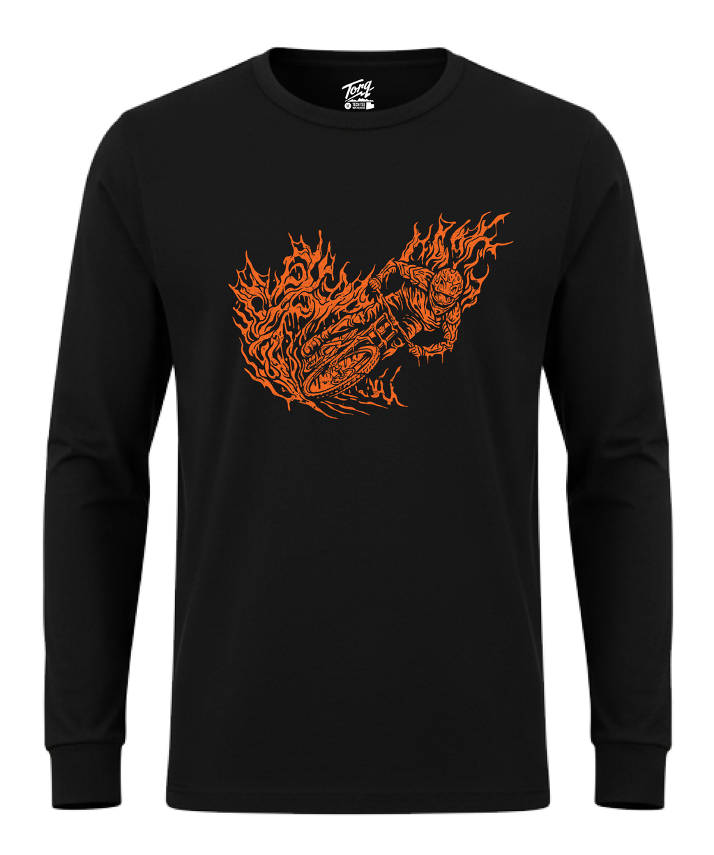 Long-sleeve MTB jersey by Torq MTB featuring bold "Ride, Destroy, Repeat" graphic, designed for mountain biking enthusiasts.
