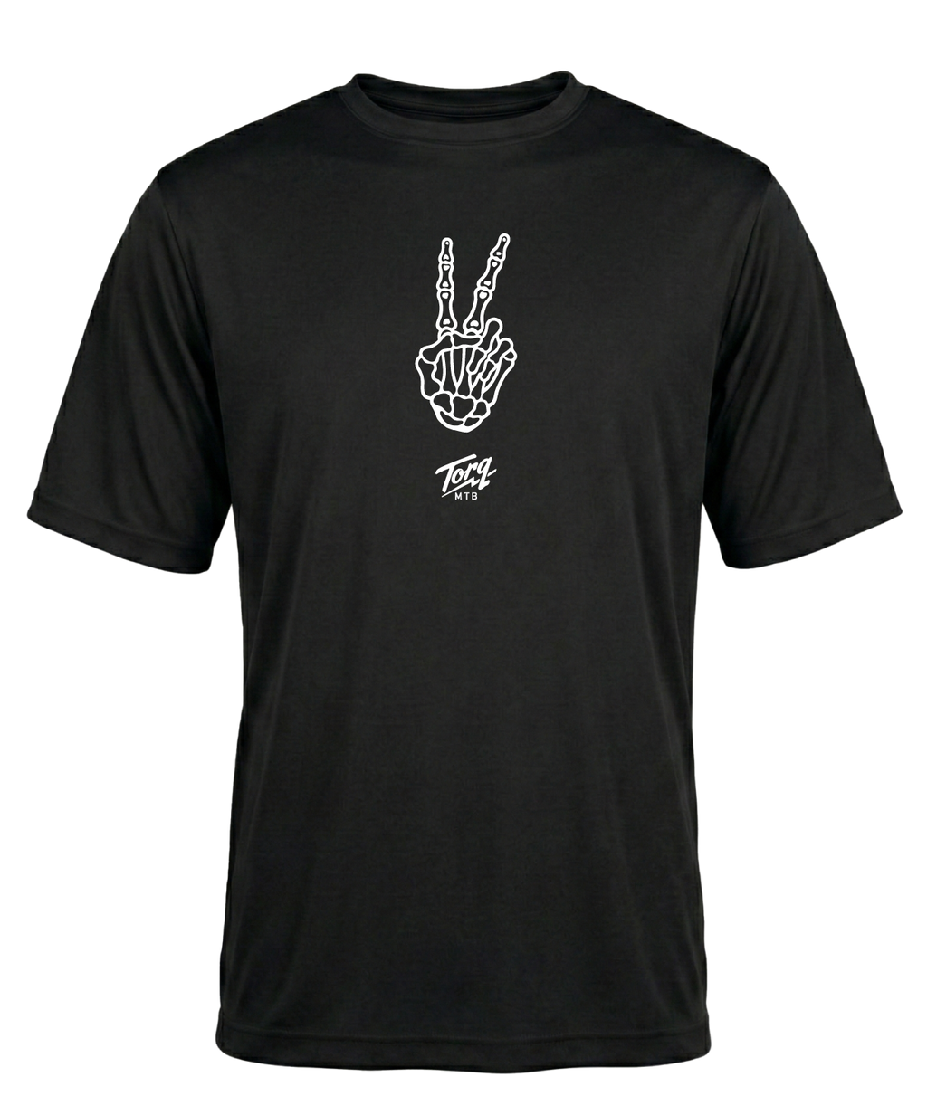 Torq MTB Apparel Peace! graphic tech jersey featuring a vibrant peace symbol design on lightweight athletic fabric.