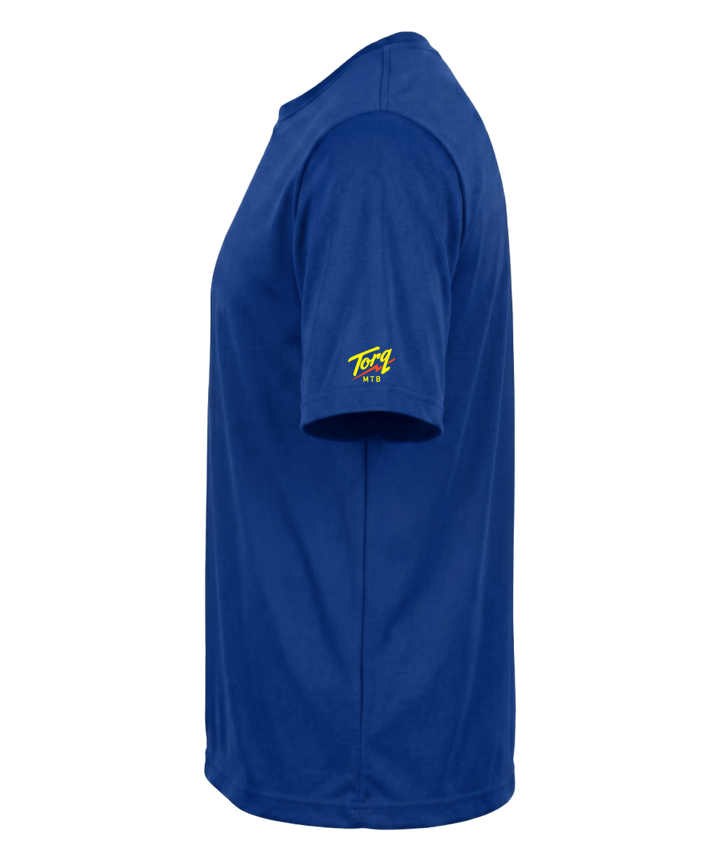 Side view of a Ride Short Sleeve T-Shirt by Torq MTB Apparel, featuring a casual fit and graphic design on the front.